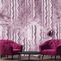 Красивые флизелиновые фотообои абстракция 312x219 см плетение по бетону - розовое (13565VEXXL) +клей