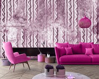 Абстракция флизелиновые фотообои 460x300 см плетение по бетону - розовое (13565V12) +клей