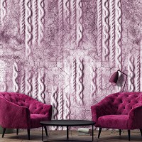 Флизелиновые фотообои абстракция в интерьере плетение по бетону - розовое (13565V)+клей