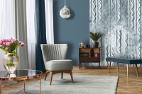 Флизелиновые фото обои стена 206x275 см плетение по бетону - синий (13566VEA)+клей - вид 7 миниатюра