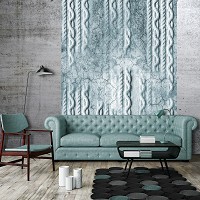 Флизелиновые фото обои стена 206x275 см плетение по бетону - синий (13566VEA)+клей - вид 8 миниатюра