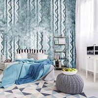 Светлые флизелиновые фотообои 416x290 см плетение по бетону - синий (13566VEXXXXL) +клей