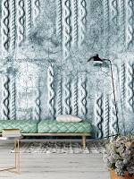 Светлые флизелиновые фотообои 460x300 см плетение по бетону - синий (13566V12) +клей