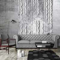 Флизелиновые фото обои белые 206x275 см плетение по бетону - серый (13567VEA)+клей