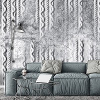 Флизелиновые фотообои в интерьере 460x300 см плетение по бетону - серый (13567V12) +клей
