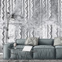 Светлые флизелиновые фотообои плетение по бетону - серый (13567V)+клей