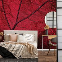 Флизелиновые фотообои 416 x 290 см Природа - Красный листок под макросъемкой (13570VEXXXXL)+клей