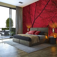 Флизелиновые фотообои Природа - Красный листок под макросъемкой (13570V)+клей