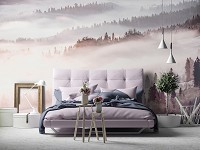 Флизелиновые фотообои 416 x 254 см Пейзаж - Лес под белым туманом (13573VEXXXL)+клей