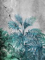 Фотошпалери флізелінові 184x254 см Квіти – зелені рослини на бетонній стіні (13576V4A)+клей - вид 1 мініатюра