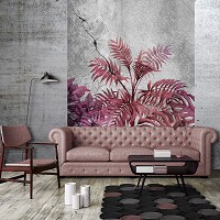 Флизелиновые фотообои 206 x 275 см Цветы - Розовые растения на бетонной стене (13577VEA)+клей - вид 5 миниатюра
