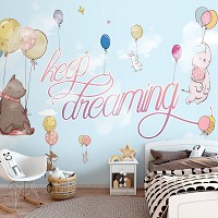 Флизелиновые фотообои Животные на воздушном шаре 368 x 254 см Детские - Продолжай мечтать (13578V8)+клей