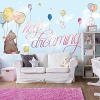 Флізелінові фото шпалери тварини на повітряній кулі на стіну дитячі 312 x 219 см Продовжуй мріяти (13578VEXXL)+клей