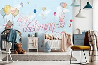 Флізелінові фотошпалери тварини на повітряній кулі на стіну 368x280 см Дитячі - Продовжуй мріяти (13578V10)+клей