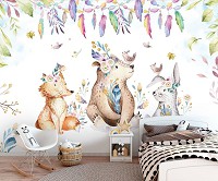 Флизелиновые фотообои с зайчиками 460x300 см Для детей Скандинавские стиль (13580V12) +клей
