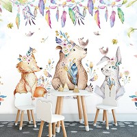 Флизелиновые фотообои с животным принтом 312x219 см Для детей Скандинавские стиль (13580VEXXL) +клей