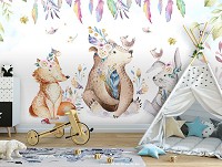 Флізелінові фотошпалери із зайчиками 368x280 см Скандинавські стиль (13580V10) +клей - вид 11 мініатюра