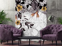 Флизелиновые фотообои в спальню 184x254 см Орнаменты Цветы Ар-деко Структура (13581V4A)+клей