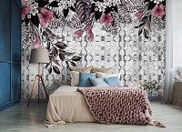 Флизелиновые фотообои 368x254 см Цветы и Листья Орнаменты арт-декор Структура (13582V8) +клей