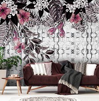 Флизелиновые фотообои 416x290 см Цветы и Листья Орнаменты арт-декор Структура (13582VEXXXXL) +клей