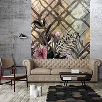 Флизелиновые фото обои 206x275 см Орнаменты Ар-деко Структура Листья и Цветы (13583VEA)+клей