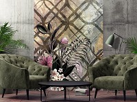 Флізелінові фото шпалери 184x254 см Орнаменти Ар-деко Структура Листя та Квіти (13583V4A)+клей - вид 6 мініатюра