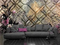 Флизелиновые фото обои 254x184 см Орнаменты Ар-деко Структура Листья и Цветы (13583V4)+клей