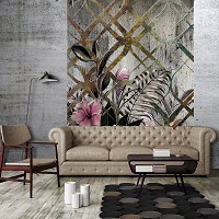 Флизелиновые фото обои 206x275 см Узоры Ар-деко Структура Орнаменты Листья и Цветы (13584VEA)+клей