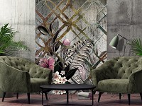 Флізелінові фото шпалери 184x254 см Візерунки Ар-деко Структура Орнаменти Листя та Квіти (13584V4A)+клей - вид 6 мініатюра