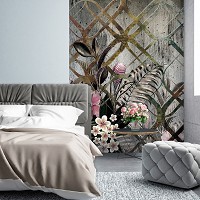 Флизелиновые фото обои 184x254 см Узоры Ар-деко Структура Орнаменты Листья и Цветы (13584V4A)+клей