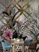 Флизелиновые фотообои 368x254 см Узоры арт-декор Структура Орнаменты Листья и Цветы (13584V8) +клей