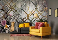 Флизелиновые фотообои 312x219 см Узоры арт-декор Структура Орнаменты Листья и Цветы (13584VEXXL) +клей