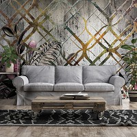 Флизелиновые фотообои 460x300 см Узоры арт-декор Структура Орнаменты Листья и Цветы (13584V12) +клей