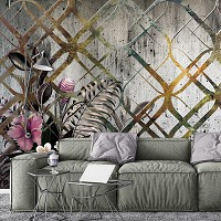 Флизелиновые фотообои растения 254x184 см Узоры Ар-деко Структура Орнаменты Листья и Цветы (13584V4)+клей - вид 6 миниатюра
