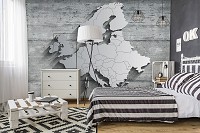 Флизелиновые фотообои расширяющие Серебряная карта Европы с 3D-эффектом (13585V)+клей