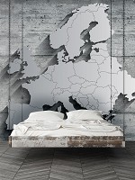 Флизелиновые фотообои на стену 416x290 см Серебряная карта Европы с 3D-эффектом (13585VEXXXXL) +клей