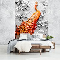 Флизелиновые фото обои животные 184 x 254 см Птицы - Золотой павлин (13593V4A)+клей