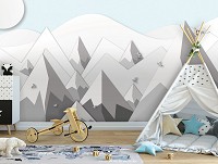 Флизелиновые фотообои скандинавские горы 416x254 см Детский пейзаж (13605VEXXXL) +клей