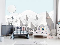 Флизелиновые фотообои луна скандинавские горы 416x290 см Детский пейзаж (13605VEXXXXL) +клей