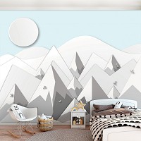 Флизелиновые фотообои луна скандинавские горы 368x254 см Детский пейзаж (13605V8) +клей