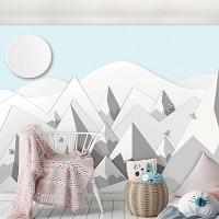 Зимние флизелиновые фотообои скандинавские горы 312x219 см Детский пейзаж (13605VEXXL) +клей