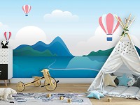 Детские фото обои 460 x 300 см Воздушные шары над морем (13607P12)+клей