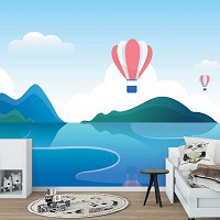 Флизелиновые фотообои лето пейзаж 460 x 300 см Детские - Воздушные шары над морем (13607V12)+клей