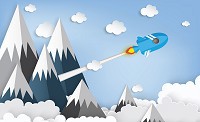 Флізелінові фотошпалери для дитячої 520x318 см Космічна подорож Ракета над горами та хмарами (13608VEXXXXXL)+клей - вид 1 мініатюра