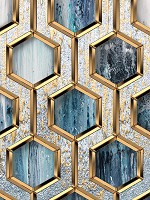 Фотошпалери флізелінові 184 x 254 см Абстракція Соти - Гламурні золоті шестикутники (13611V4A)+клей - вид 1 мініатюра