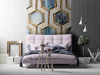 Фотообои флизелиновые 184 x 254 см Абстракция Соты - Гламурные золотые шестиугольники (13611V4A)+клей