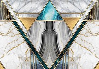 Геометричні флізелінові фотошпалери 416x290 см Абстракція - мотив що переливається на мармурі (13612VEXXXXL)+клей - вид 1 мініатюра