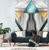 Флизелиновые фото обои с геометрическими фигурами 206x275 см Абстракция - Переливающийся мотив на мраморе 13612VEA+клей