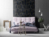 Флизелиновые фото обои абстракция Стиль арт-деко Гламур 206 x 275 см Золотой мотив на черном камне (13616VEA)+клей