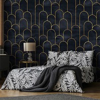 Флізелінові фотошпалери 460x300 см Гламур - золотий мотив на чорному камені (13616V12) +клей - вид 10 мініатюра